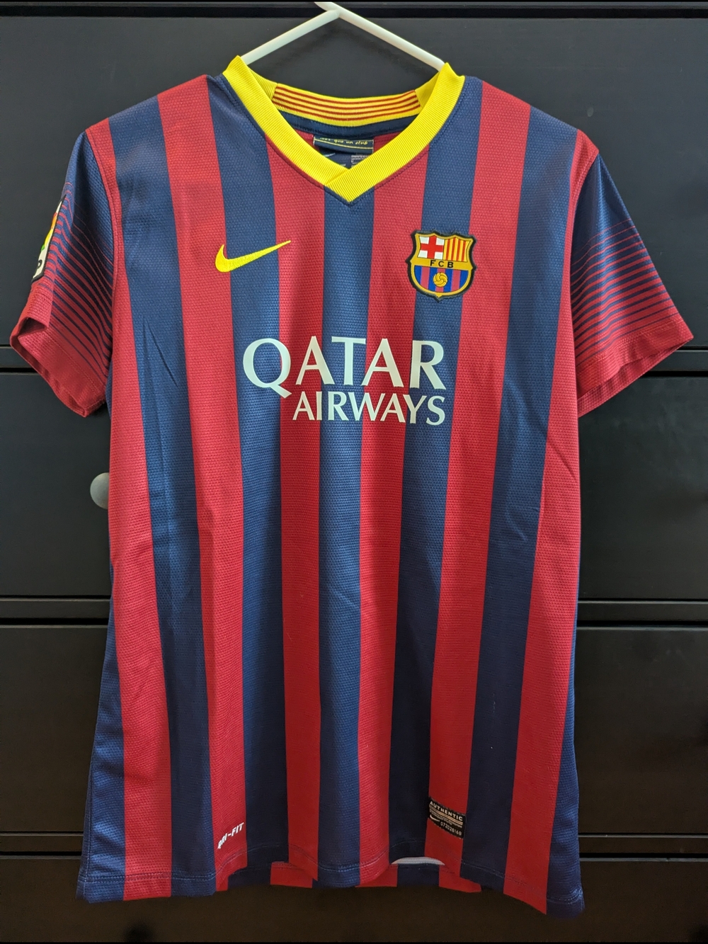 Nike FC Barcelona Red and Blue Home Jersey with Yellow Accents